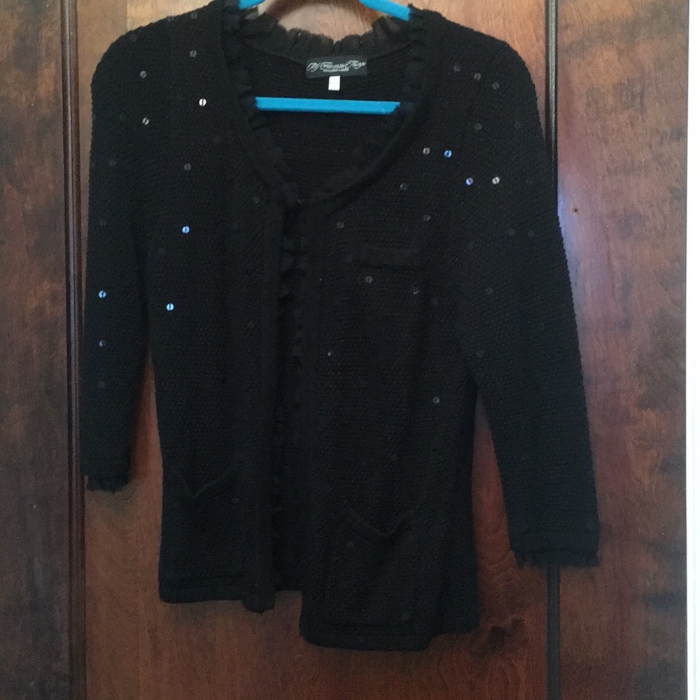 Black size small ruffle detailed sweater